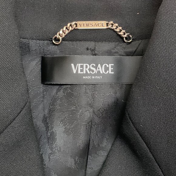 Versace Black Wool Double Breasted Blazer with Silver Buttons - Picture 5 of 6